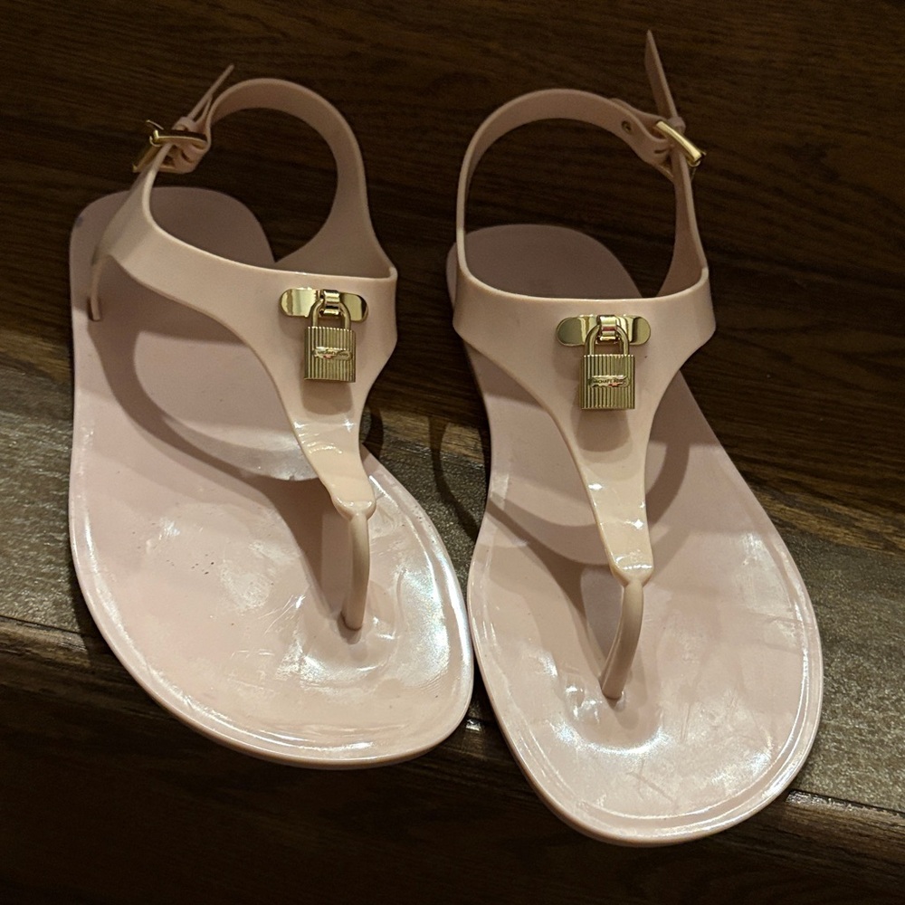 MICHAEL Michael Kors Blush Sandals with Gold Buckle